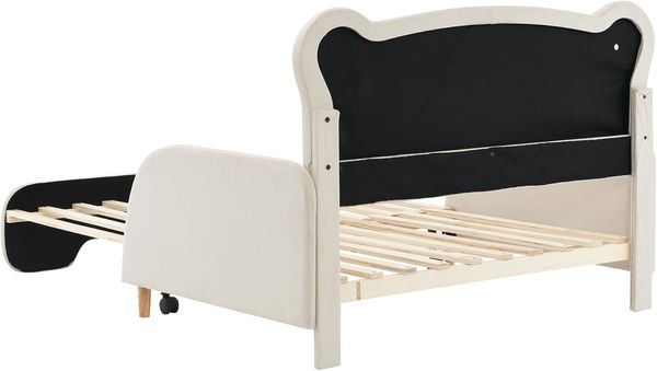 SOFTWEARY Kinderbett mit ausziehbarer Liegefläche (140x110cm/140x200cm), Schlafsofa mit Bettfunktion Bild 8
