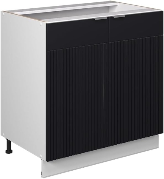 Vicco Spülenunterschrank Fame-Line, Schwarz gestreift, 80 cm mit Regal, ohne Arbeitsplatte