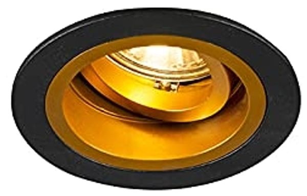 Qazqa LED Einbaustrahler Chuck, ohne Leuchtmittel, GU10, Gold/Messing, Modern, Stahl, 1-flammig