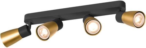 SLV PURI 2.0 Dome, Wand- und Deckenaufbauleuchte, long, 4 x max. 6W GU10, schwarz / gold - Wand- und Deckenleuchten