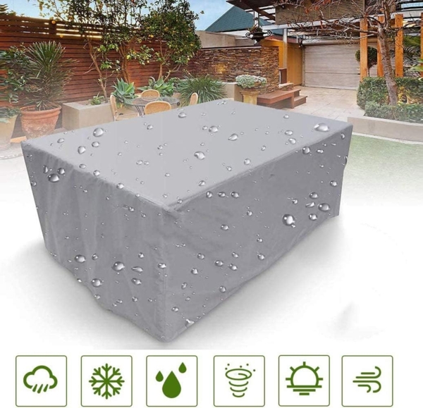Gartenmöbel Abdeckung Wasserdicht Winterfest - Atmungsaktive Oxford Schutzhülle Rechteckig für Alle Größen - UV-Beständige Outdoor Furniture Cover Bild 5