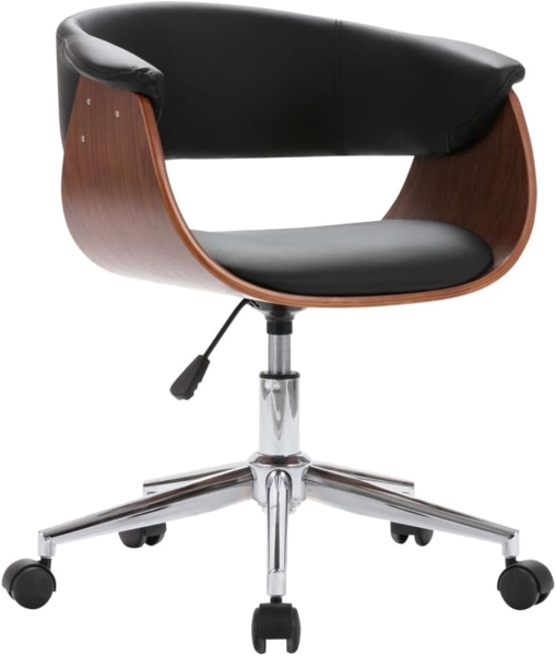 vidaXL Esszimmerstuhl Drehbar Schwarz Bugholz und Kunstleder, Drehbar [287397]