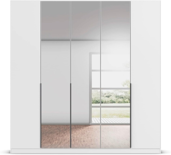 Rauch Möbel Alabama, Kleiderschrank, Garderobenschrank, 5-türig, Spiegel, Zubehör Classic, 3 Kleiderstangen, 9 Einlegeböden, Farbe Weiß, Griff Grau metallic, 226 x 229 x 54 cm Bild 6