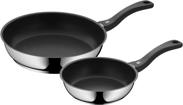 WMF Devil Pfannenset 2-teilig, Bratpfanne 28 cm + 20 cm, Pfanne Induktion, Cromargan Edelstahl beschichtet, Kunststoffgriff