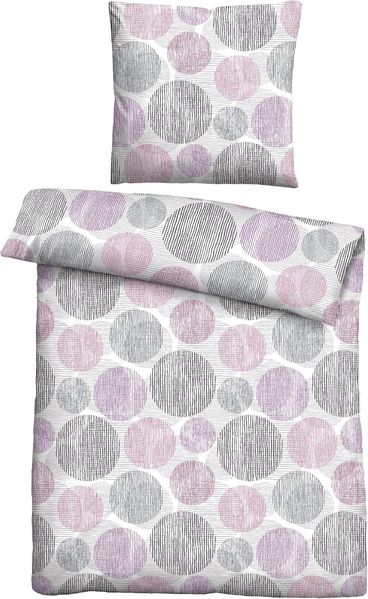 Traumhaft schlafen - Castell - Markenbettwäsche Thermo-Fleece Bettwäsche 0360445 KREISE, brombeer, 1x 135x200 cm + 1x 80x80 cm