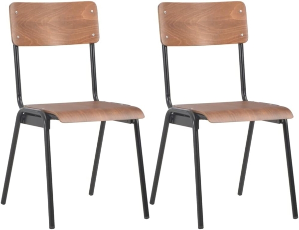 vidaXL Esszimmerstühle 2 Stk. Braun Massives Sperrholz Stahl 280084