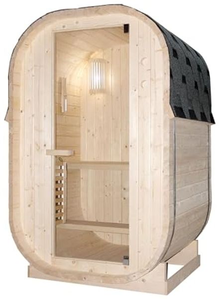 Sanotechnik Outdoor Fasssauna 'LINDHOLM' für 1-2 Personen, Thermo-Fichtenholz, 189x220x191,5 cm