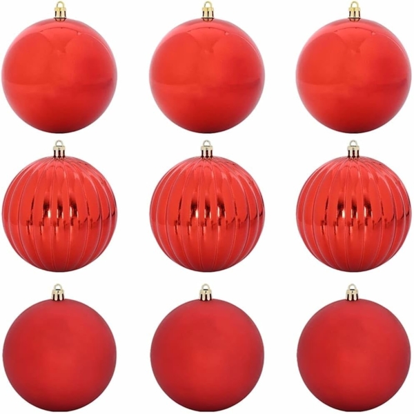 vidaXL Weihnachtskugel-Set 9 pcs Rot Kunststoff 42018854 Bild 1