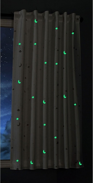 Gardinenbox Vorhang (1 St), Multifunktionsband, blickdicht, Schal blickdicht Motiv Sterne Monde fluoreszierend leuchtend Universal