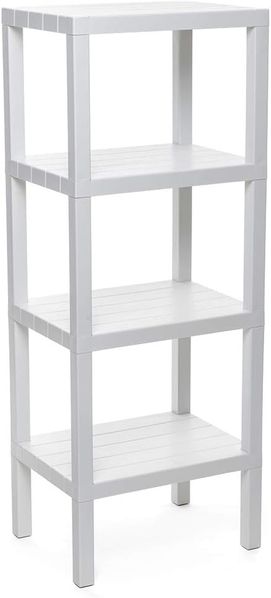 TATAY Badregal mit 4 Ebenen | Feuchtigkeitsbeständig | Inklusive Schrauben & Quick Fix kompatibel | Für Innen- & Außenbereiche | Belastbar bis 40 kg – Modell Lombok – Weiß