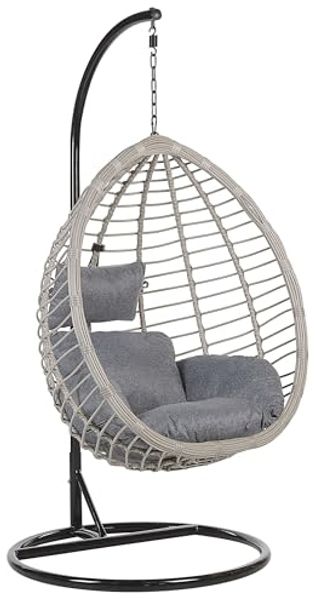 Hängesessel mit Gestell Rattan grau ø 97 cm TOLLO