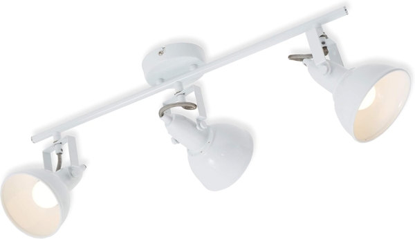 BRILONER - Deckenleuchte, Deckenlampe mit 3 dreh-und schwenkbaren Spots im Retro / Vintage Design, Fassung: E14 max. 40 Watt, Metall, Maße: 55.4x10x18.1 cm, Farbe: Weiß
