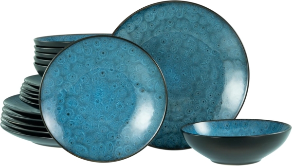 CreaTable Teller-Set Capri, Tellerset 18-tlg (18-tlg), 6 Personen, Steinzeug, Reaktivglasur