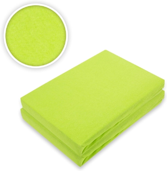 Doppelpack Marke Jersey Spannbettlaken 90 - 100 x 200 cm Apfelgrün Bild 2