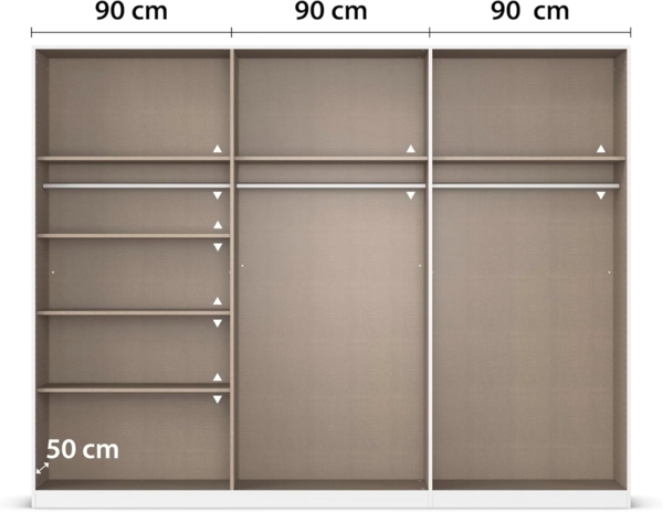 Rauch Möbel Alabama Schrank Kleiderschrank Drehtürenschrank Eiche Sonoma mit Spiegel 6-türig inklusive Zubehörpaket Classic 3 Kleiderstangen, 6 Einlegeböden BxHxT 271 x 210 x 54 cm Bild 7