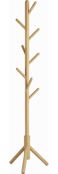 YMYNY Garderobenständer aus Massivholz, Kleiderständer mit 8 Haken, Freistehende Garderobe in Baumform, für Jacken, Hüte, Taschen, Eingangsbereich, Flur(Natürlich) HD-HRF-1193