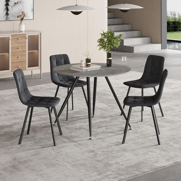 Essgruppe Fitjar 5-teilig Betonoptik/Dunkelgrau [en. casa]