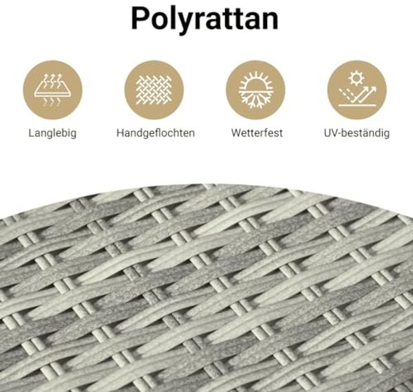 vidaXL 10-tlg. Garten-Sofagarnitur mit Kissen Hellgrau Poly Rattan 3252989 Bild 4