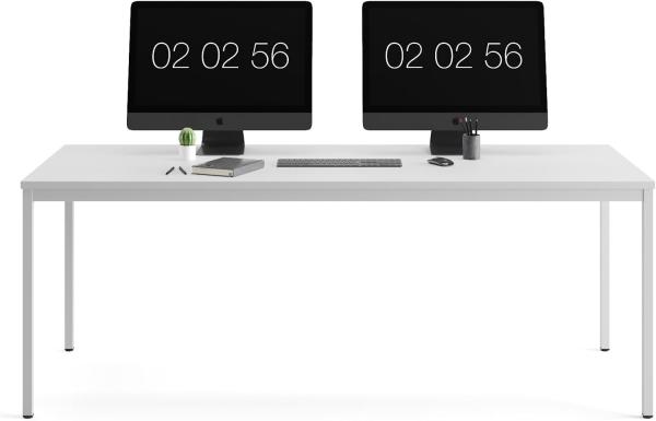 Furni24 Rechteckiger Universaltisch mit laminierter Platte Grau 120 x 80 x 75 cm, Metallgestell und niveauausgleichs Füßen, ideal im Homeoffice als Schreibtisch, Konferenztisch, Computertisch, Esstisch