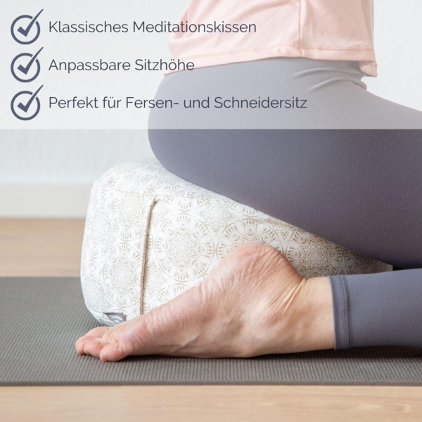 bodhi Meditationskissen Meditationskissen RONDO, 32 x 20 cm Raja, taupe/silber, Kapok Bild 4