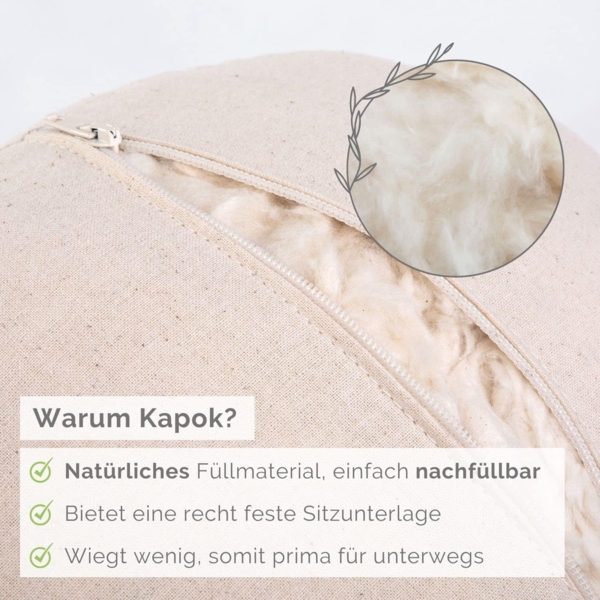 bodhi Meditationskissen Meditationskissen RONDO, 32 x 20 cm Raja, taupe/silber, Kapok Bild 5