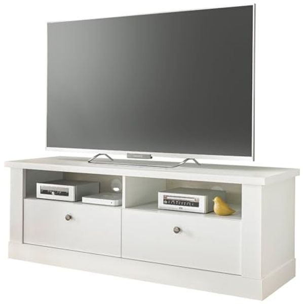 TV-Lowboard Fiastra in weiß Pinie Landhaus 132 cm