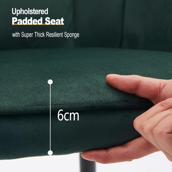 TUKAILAI Esszimmerstühle 2er Set aus Samt,Küchenstuhl Polsterstuhl Armlehnstuhl mit Armlehnen,Rückenlehnen,weiche Sitzpolster,Metallbeinen,Modern Sessel für Küche Esszimmer Wohnzimmer,Grün Bild 5