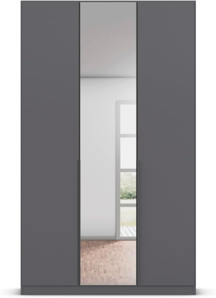 Rauch Möbel Alabama, Kleiderschrank, Garderobe, 3-türig, Spiegel, Zubehör Premium, 2 Kleiderstangen, 7 Einlegeböden, Schubladeneinsatz, Farbe Grau metallic, Schwarz, Griff Grau metallic, 136 x 229 x 54 cm Bild 6