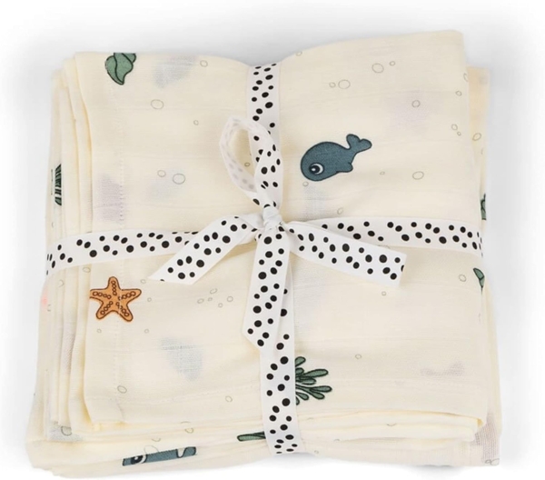 Done By Deer Sea Friends Swaddle 2 Stück Ecru