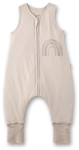 SANETTA Baby-Schlafsack mit Füßen Beige | Praktischer und bequemer Unisex-Schlafsack aus Bio-Baumwolle. Baby-Schlafsack mit Reißverschluss und Regenbogen-Print | Baby Sleeping Bag