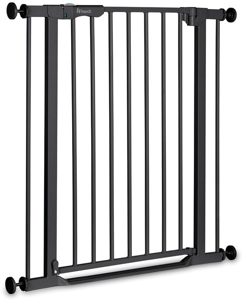 hauck Treppenschutzgitter Türschutzgitter Clear Step Autoclose 2 für Breiten 75-80 cm Ultra Flache Schwelle, Automatischer Schließmechanismus, ohne Bohren, Einhändiges Öffnen, Metall (Black)