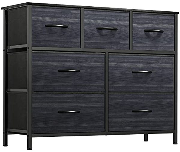 YITAHOME Kommode, Schrank, Aufbewahrungsschrank, 7 Schubladen aus Stoff mit Griffen, Aufbewahrungskommode, Huada Tuchdruck