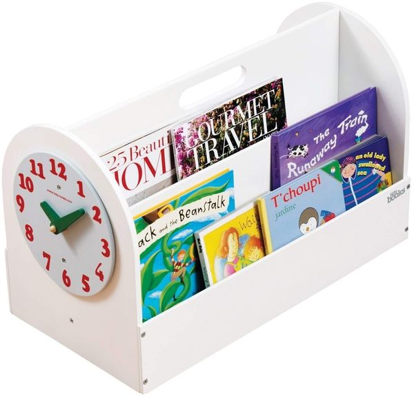 Aufbewahrung für Kinderbücher | Tragbare Bücher-Box aus Holz, weiss, 34 x 54 x 28 cm, von Tidy Books