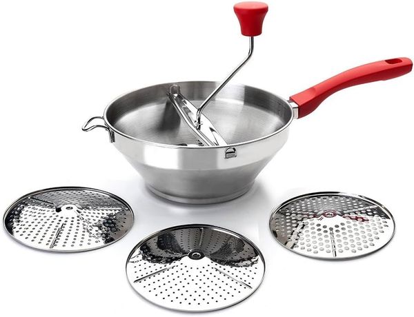 Ibili 742424 Kartoffelstampfer mit 3 Scheiben Edelstahl Silber 24 cm