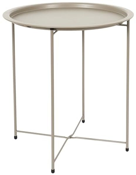 HOME DECO FACTORY, HDO0052, Modell Sienna Beige, Tisch, Beistelltisch, Möbel, Gartenmöbel, Tisch für den Außenbereich, 47 x 50 x 47 cm, zum Zusammenbauen, Beige