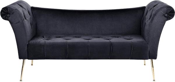 Chaiselongue Samtstoff schwarz gold NANTILLY