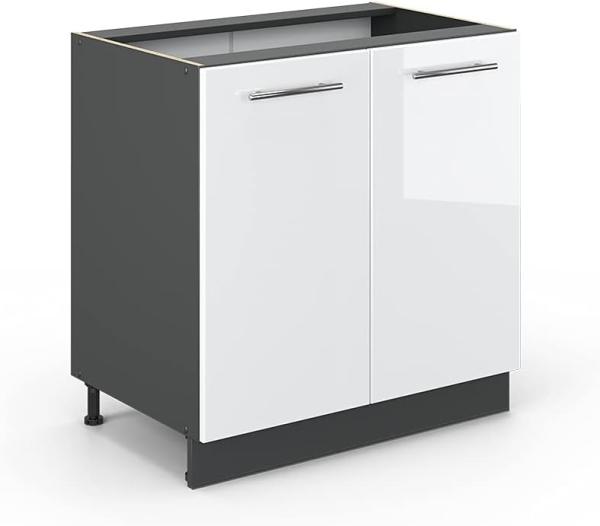 Vicco Unterschrank 80 cm Küchenschrank Hängeschrank Küchenzeile Fame-Line (Weiß Hochglanz)