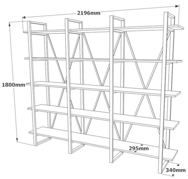 Dmora Bücherregal Albayt, Büroregal, Bücherregal, Bibliothek, 220 x 34 x 180 cm, Eiche Bild 7