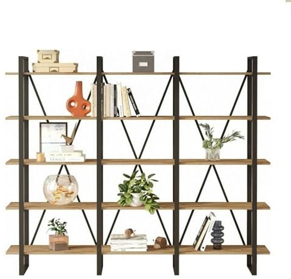 Dmora Bücherregal Albayt, Büroregal, Bücherregal, Bibliothek, 220 x 34 x 180 cm, Eiche Bild 3