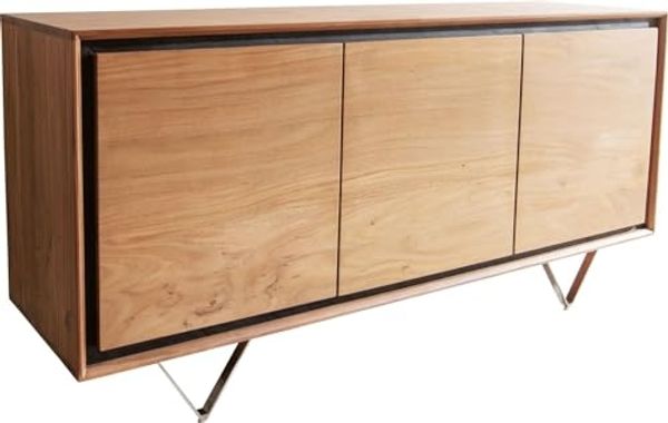 Sideboard Stonegrace 145 cm Akazie Natur 3 Türen Steinfurnier V-Fuß