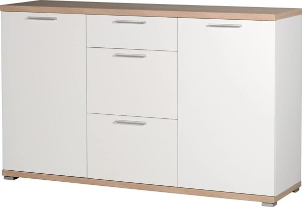 Sideboard TOP in Weiß/ Sonoma Eiche Nb., matt, ca. 144 x 88 x 40 cm