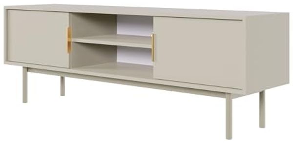 Selsey TV Schrank Board Sideboard Fernsehtisch Fernsehschrank 154 cm Graubeige Gold Viviaro