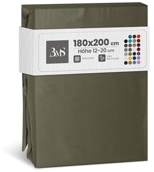 Mako-Satin Spannbettlaken dark olive 180x200cm