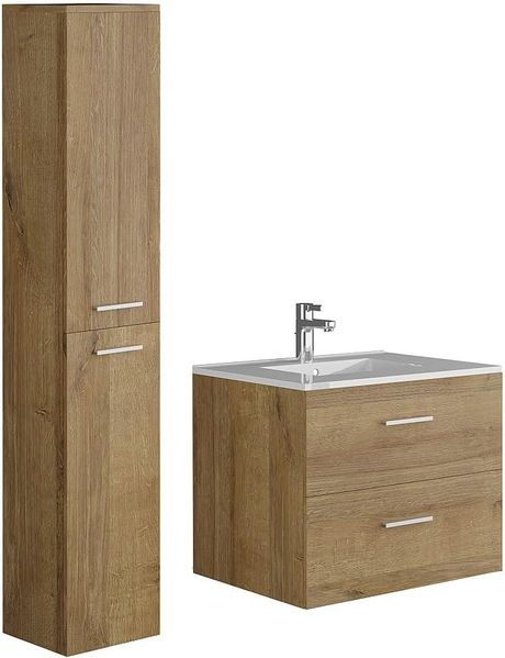 Vente-unique - KAYLA Bathroom furniture set Holz, PlatteKeramik Beige - B 45 cm x H 47 cm x L 60 cm