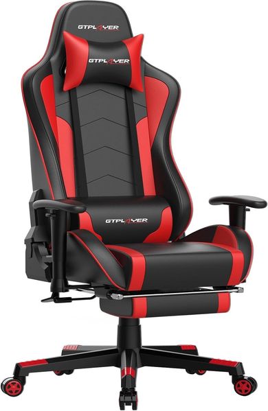 GTPLAYER Gaming Stuhl mit Fußstützen Bluetooth Lautsprecher, Rot
