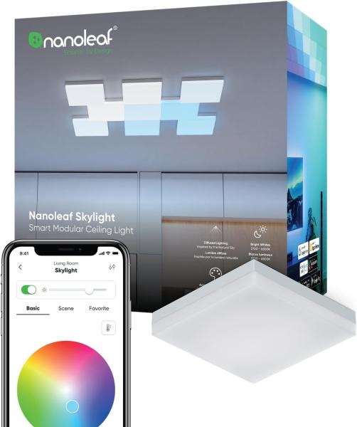 Nanoleaf Skylight Erweiterungs-Kit, 1 zusätzliche LED Deckenleuchte - Smarte Modulare WLAN LED RGBCW Deckenlampe, 16 Mio. Farben, Musik & Bildschirm Sync, Funktioniert mit Apple Home Alexa Google Home