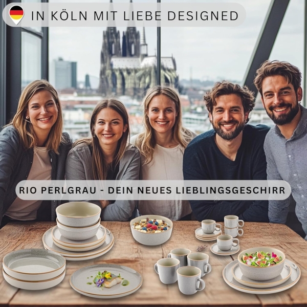 SÄNGER Tafelservice Rio Perlgrau - 18 teilig aus Steingut Bild 7