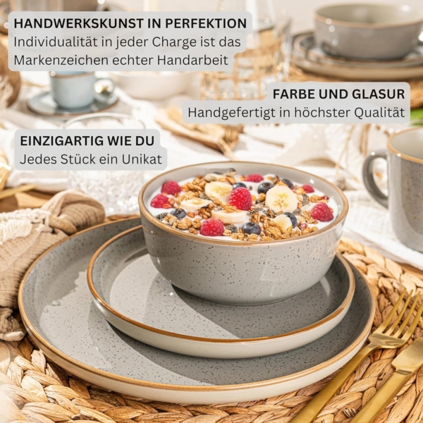 SÄNGER Tafelservice Rio Perlgrau - 18 teilig aus Steingut Bild 6