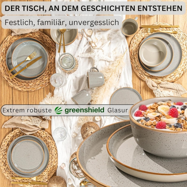 SÄNGER Tafelservice Rio Perlgrau - 18 teilig aus Steingut Bild 4