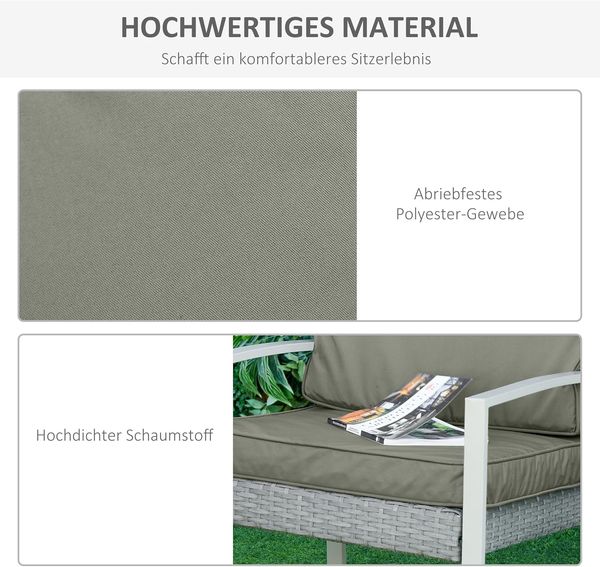 Outsunny Sitzkissen 2er-Set, 56 x 52 cm, mit Reißverschluss, 7cm dick, waschbar, für Haus, Garten, Auto, Büro, Sofa, Stühle, Dunkelgrau Bild 4